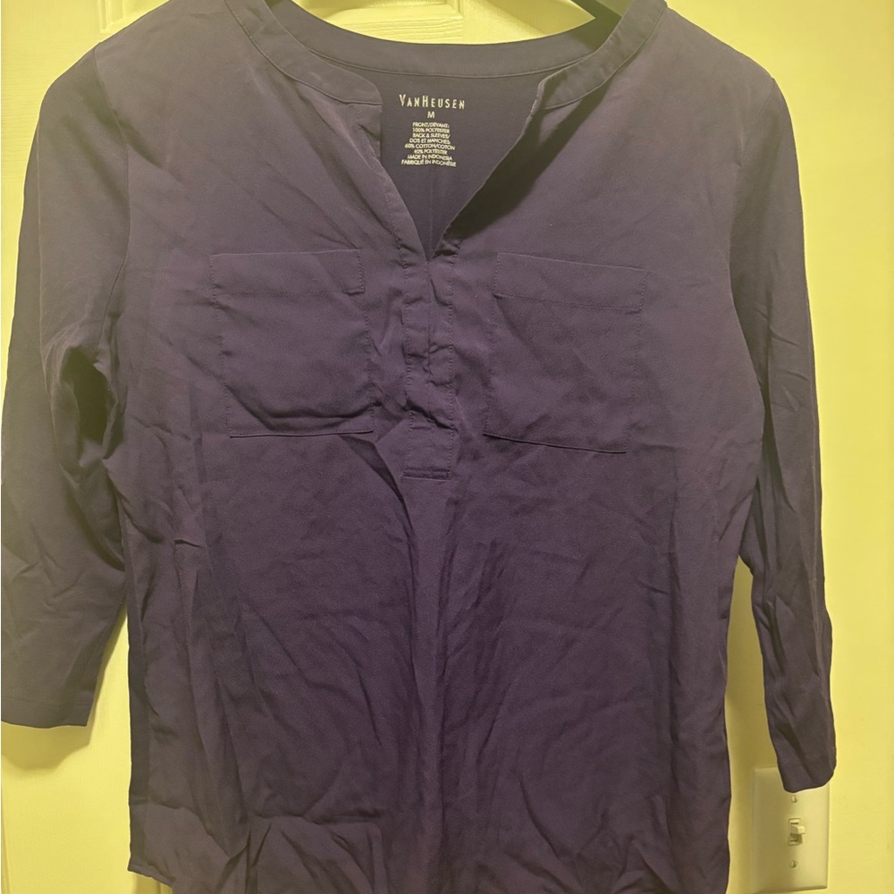 Van Heusen Women's Deep Purple Split-Neck 3/4 Sleeve Tunic